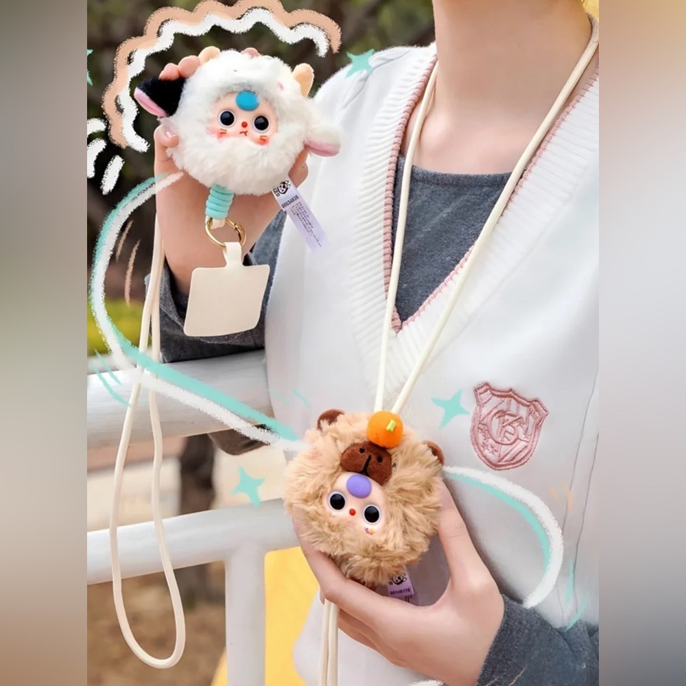BABY THREE Animal Plush Phone Lanyard